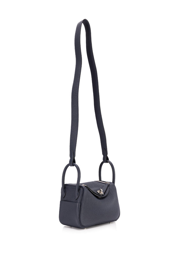 Lindy Mini Crossbody bag in Clemence Taurillon leather, Silver Hardware