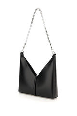 Small Moon Cut Out Shoulder Bag, Silver Hardware
