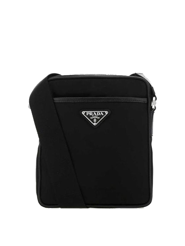 Brique Nylon Messenger Bag, Silver Hardware