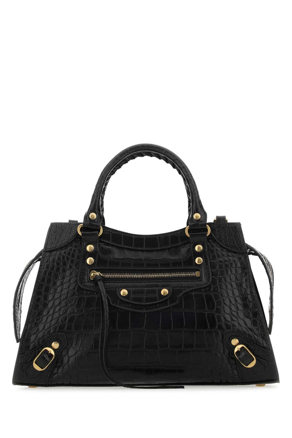 Neo Classic Small Tote Bag Croc Embossed Calfskin Gold Hardware
