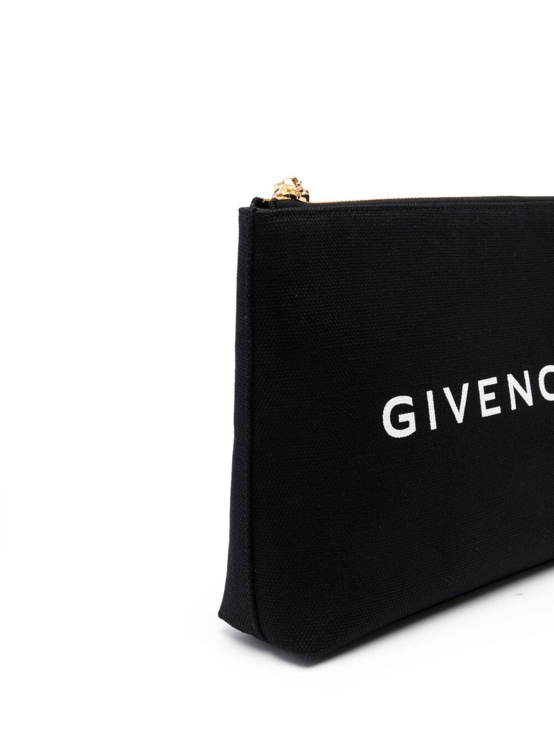 Logo Printed Travel Pouch, Gold Hardware