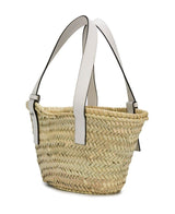 Raffia Small Basket Bag, Silver Hardware