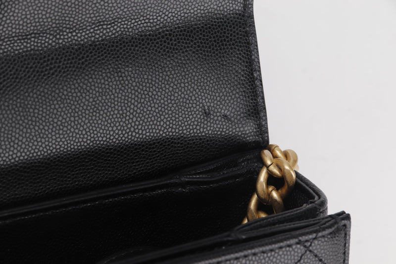MOON 2022 (X7GXxxxx) BLACK CAVIAR LEATHER GOLD HARDWARE, W23CM, WITH DUST COVER