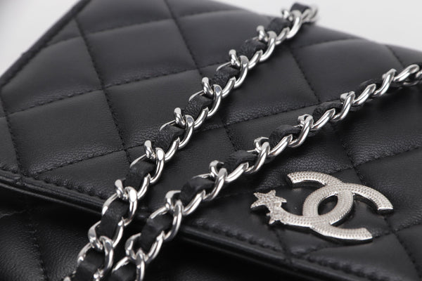 WALLET ON CHAIN STAR CRUISE COLLECTION (C24Uxxxx) BLACK LAMBSKIN SILVER HARDWARE, WITH DUST COVER & BOX