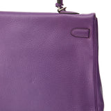 Kelly 35 Top handle bag in Clemence Taurillon leather, Silver Hardware