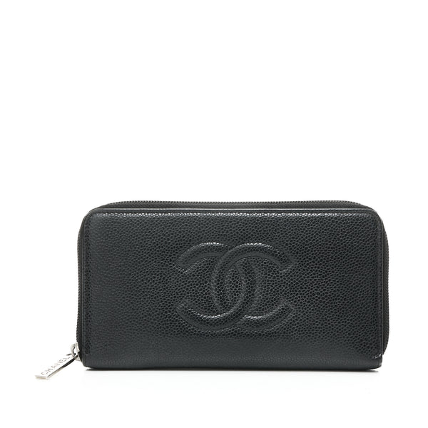Timeless CC Zip Long Wallet in Caviar leather, Silver Hardware