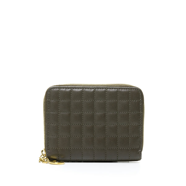 Compact Wallet in Calfskin, Gold Hardware