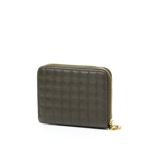 Compact Wallet in Calfskin, Gold Hardware