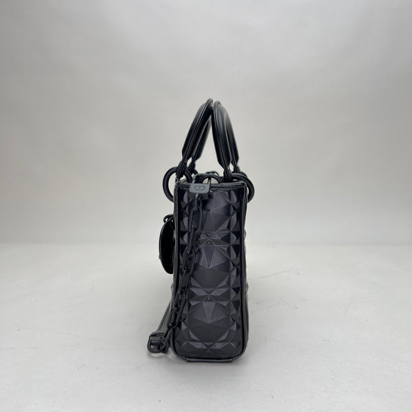 Lady D-Joy Medium Top handle bag in Calfskin, Lacquered Metal Hardware