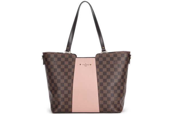 JERSEY TOTE (FL2139) PINK & DAMIER EBENE CANVAS GOLD HARDWARE, WITH STRAP, KEYS, LOCK, DUST COVER & BOX
