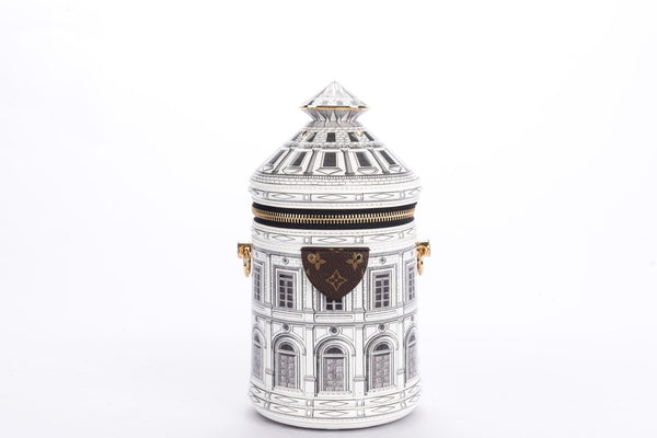 Fornasetti Cannes Vase Architettura Handbag (M59143), Gold Hardware, with Strap, Gold Chain, Lock, Keys, Dust Cover & Box