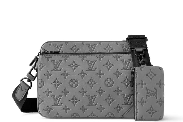 M46603 TRIO MESSENGER, ANTHRACITE GRAY MONOGRAM SHADOW CALF LEATHER, WITH DUST COVER & BOX