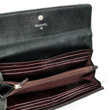 Classic Flat Flap Long Wallet in Caviar leather, Gold Hardware
