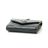 Cassandre Compact Trifold Wallet in Caviar Leather, Silver Hardware
