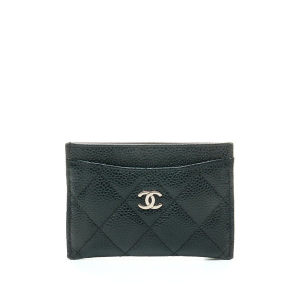 Classic Card holder in Caviar leather, Silver Hardware