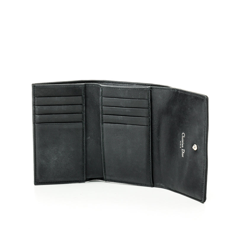 Diorama Compact Wallet in Calfskin, Silver Hardware