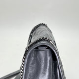 Niki Baby Shoulder bag in Distressed leather, Ruthenium Hardware