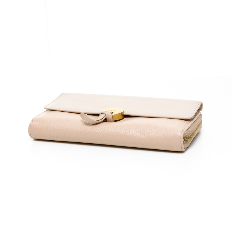 Indy Long Wallet in Calfskin, Gold Hardware