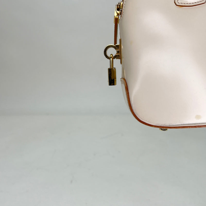 Zip Around Top handle bag in Calfskin, Gold Hardware