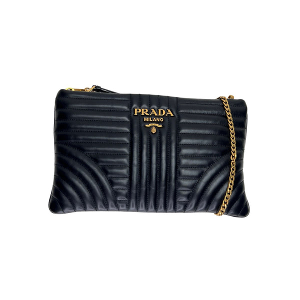Quilted Clutch in Calfskin, Gold Hardware