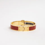 Lizard Charniere Cuir Narrow Hinged Jewellery Accessories in Lizard leather, Gold Hardware