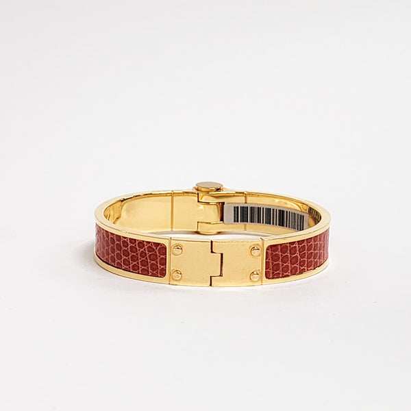 Lizard Charniere Cuir Narrow Hinged Jewellery Accessories in Lizard leather, Gold Hardware