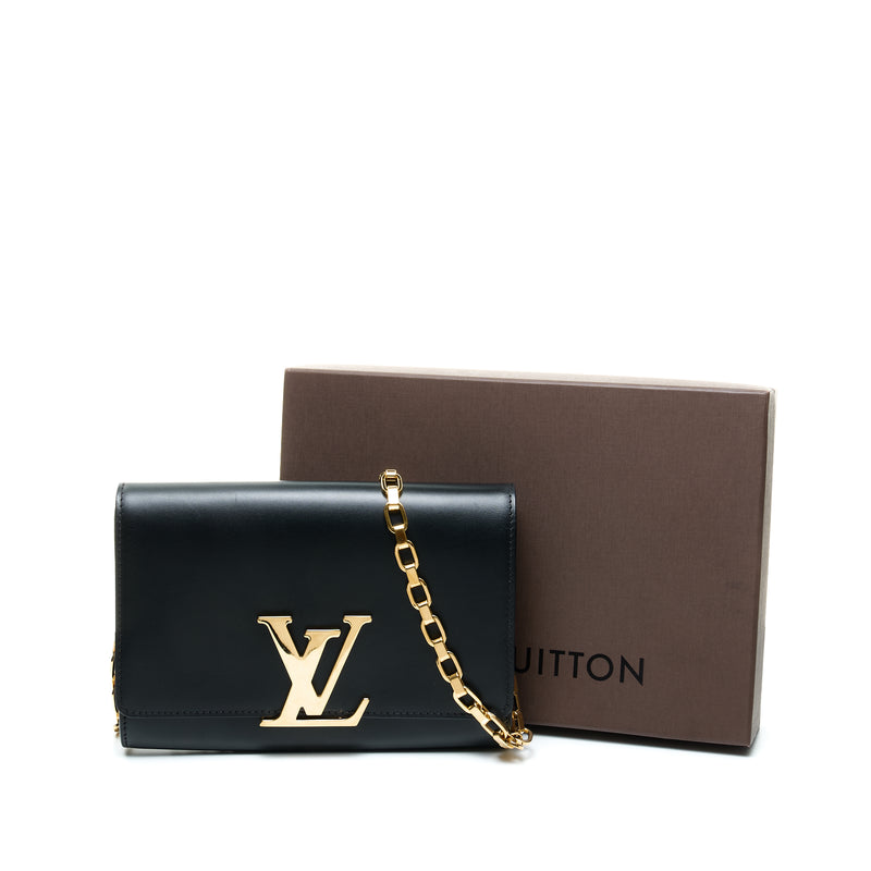 Louise MM Wallet on chain in Calfskin, Gold Hardware