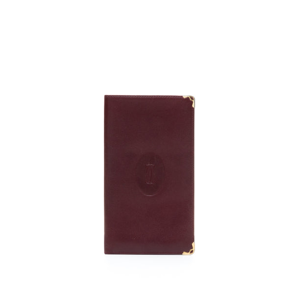 Vintage Bordeaux Wallet in Calfskin, Gold Hardware