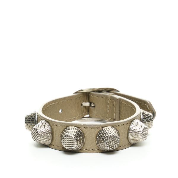 Studded Bracelet Jewellery Accessories in Distressed Leather, Silver Hardware