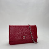 Other CC Flap Wallet on chain in Calfskin, Silver Hardware