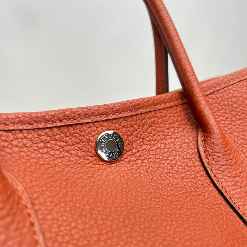 Garden Party 30 Top handle bag in Clemence Taurillon leather, Palladium Hardware