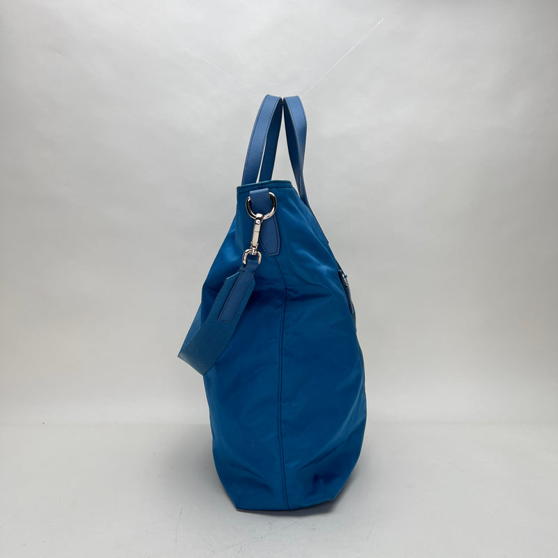 Tessuto Satchel Shoulder bag in Nylon, Silver Hardware