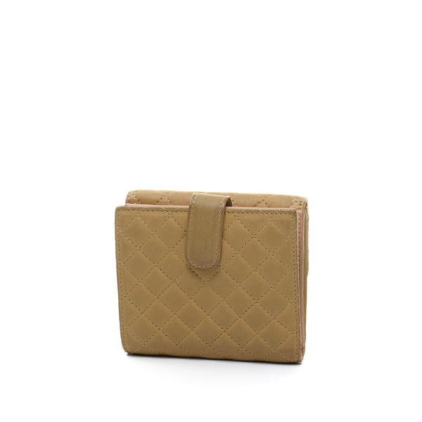 Quilted Flap Wallet in Calfskin, Light Gold Hardware