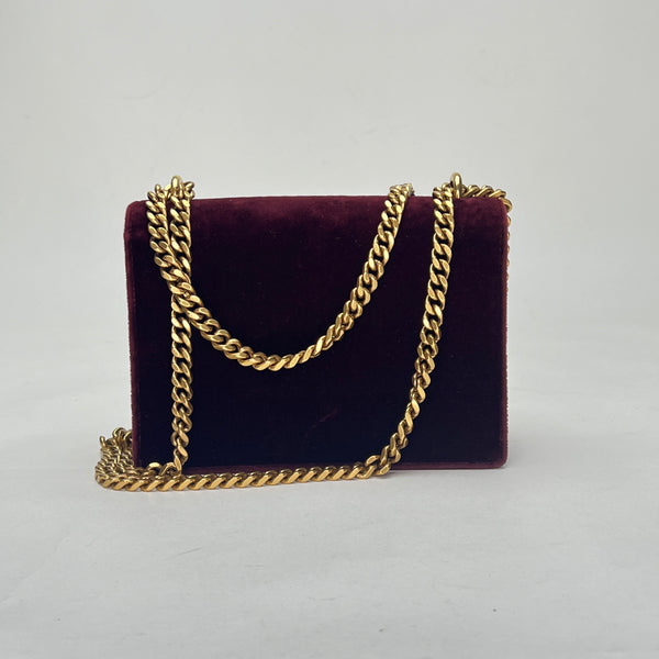 Sunset Small Shoulder bag in Velvet, Gold Hardware