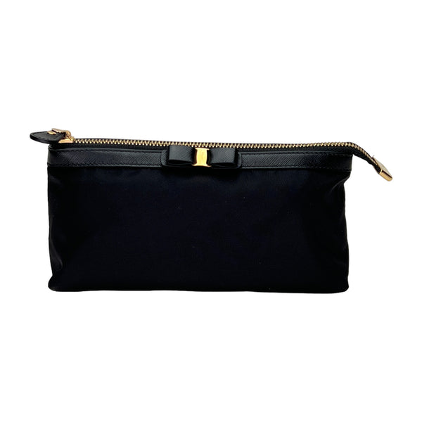 Bow Pouch in Nylon, Gold Hardware