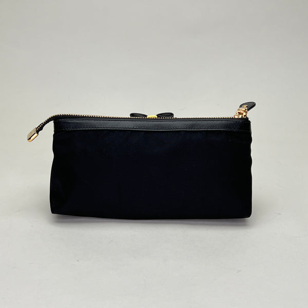Bow Pouch in Nylon, Gold Hardware