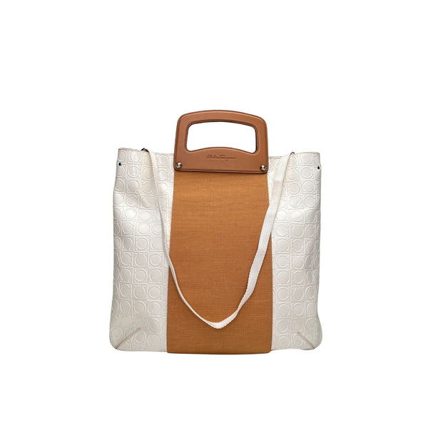 Gancini Tote bag in Coated canvas, Silver Hardware