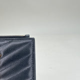 Cassandre Bi-fold Compact Zip Wallet in Caviar leather, Gold Hardware