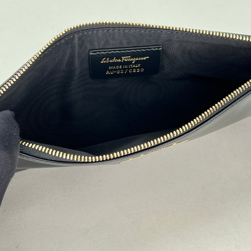 The Gancini Speedy Pouch in Saffiano leather, Gold Hardware