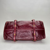 Fold Top handle bag in Distressed leather, Gold Hardware