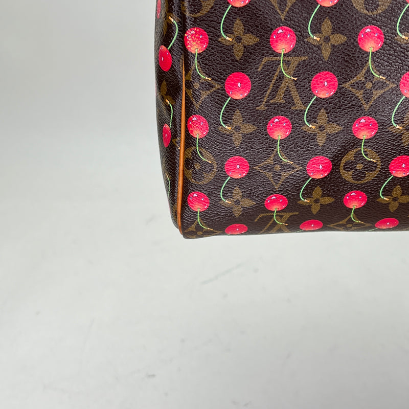 Murakami Monogram Cherry Speedy 25  25 Top handle bag in Coated canvas, Gold Hardware