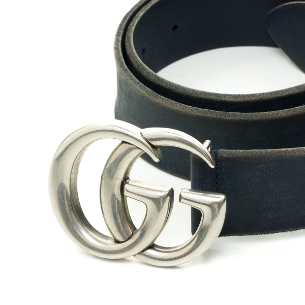 GG Marmont Reversible Belt in Calfskin, Silver Hardware