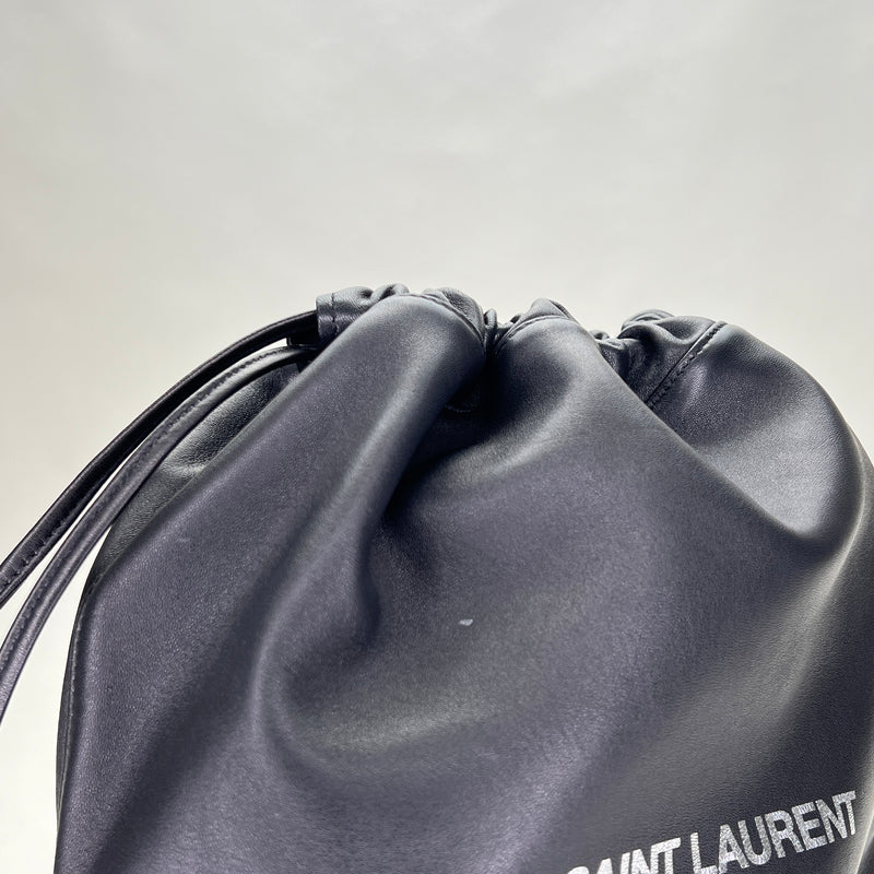 Teddy Drawstring Shoulder bag in Lambskin, Silver Hardware