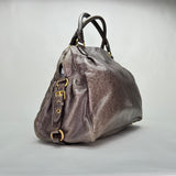 Two-way Charm Top handle bag in Distressed leather, Gold Hardware