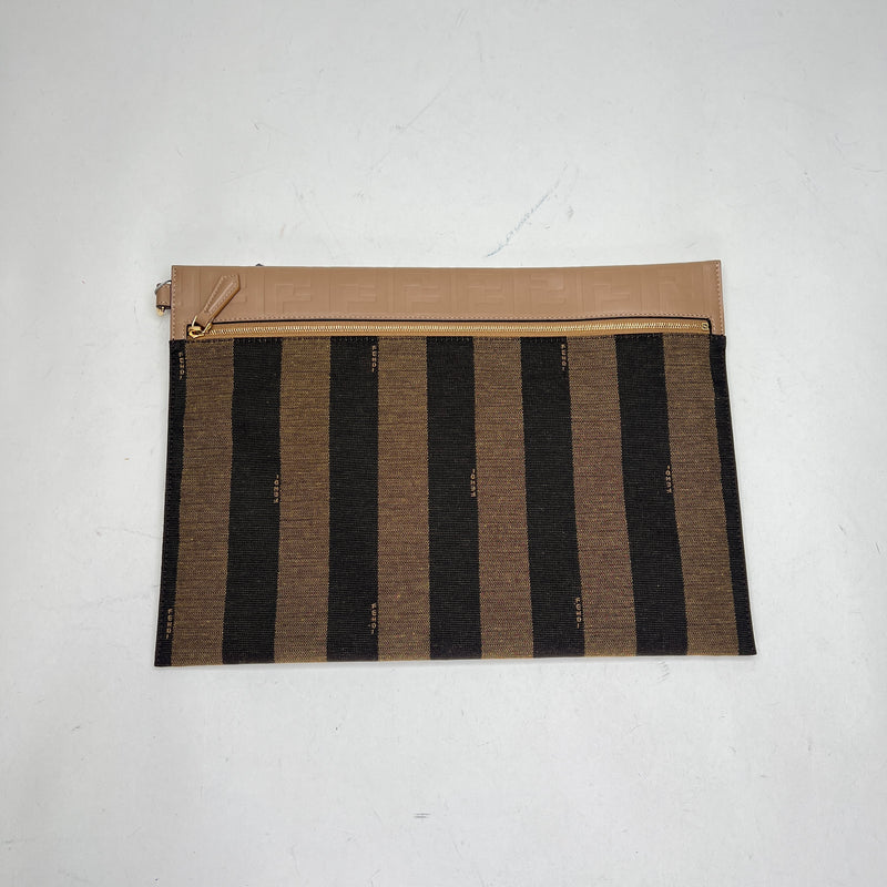 Striped Pouch Pouch in Jacquard, Gold Hardware