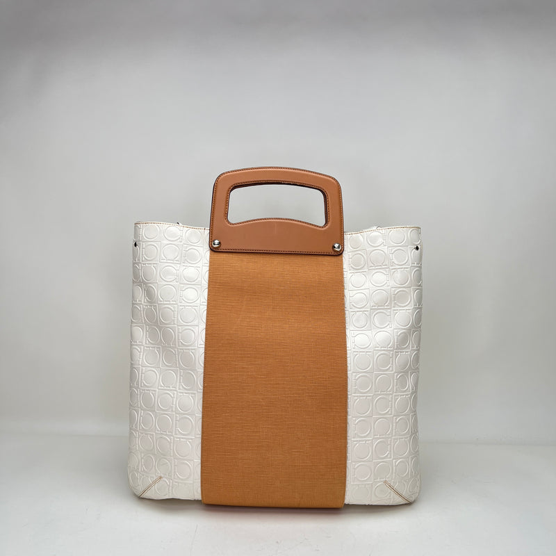 Gancini Tote bag in Coated canvas, Silver Hardware