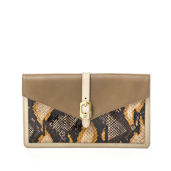 Bustina Clutch in Exotic leather, Gold Hardware