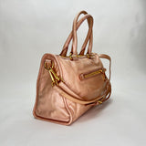 Vitello Shine Bauletto Satchel Top handle bag in Distressed leather, Gold Hardware