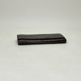 Flap Wallet in Crocodile Embossed Calfskin, Gold Hardware