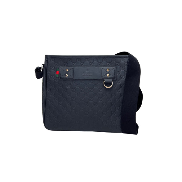Shoulder Messenger bag in Guccissima leather, Silver Hardware